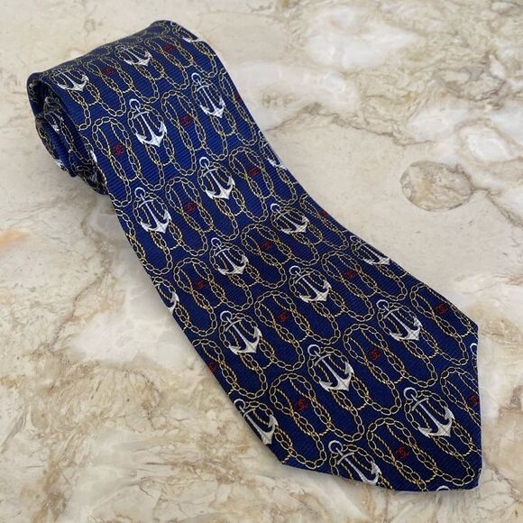 Chanel Chain & Anchors CC Monogram 100% Silk Tie - Picture 3 of 12